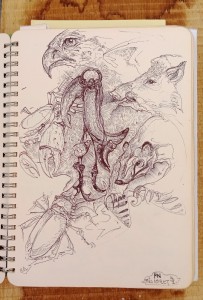 2023 - Můj amulet, pero, 20 x 15 cm